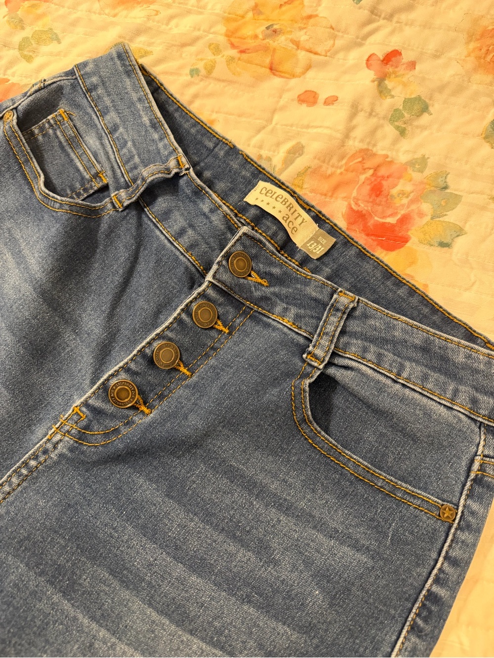 Celebrity Pink High-Rise Medium Blue Button-Fly Jeans